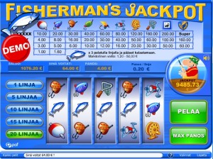 PAF:n omaa käsialaa oleva Fisherman's jackpot-pelikone